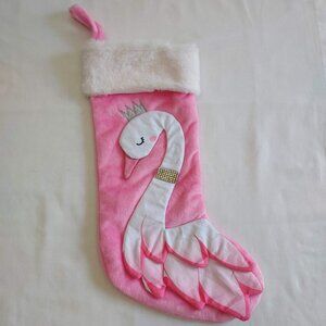 Christmas Stocking - Pink Swan with silver crown and jewels